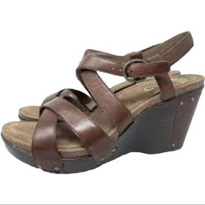 Dansko Leather Open Toe Sandal Wedge 41 (10)
